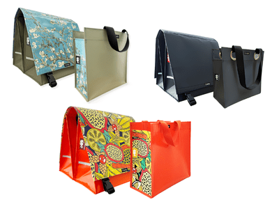 Clarijs combi-actie voorbeeld dubbele fietstas en shopper